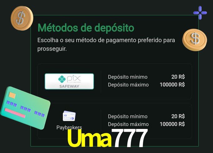 O cassino Uma777 oferece uma grande variedade de métodos de pagamento